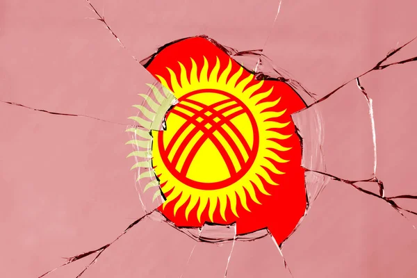 Flag Kyrgyzstan Glass Breakage — Stock Photo, Image