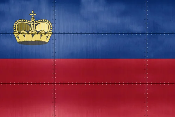 Bandera Liechtenstein Sobre Fondo Pared Metal —  Fotos de Stock
