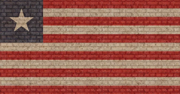 Vlag Van Liberia Een Oude Bakstenen Muur Achtergrond — Stockfoto