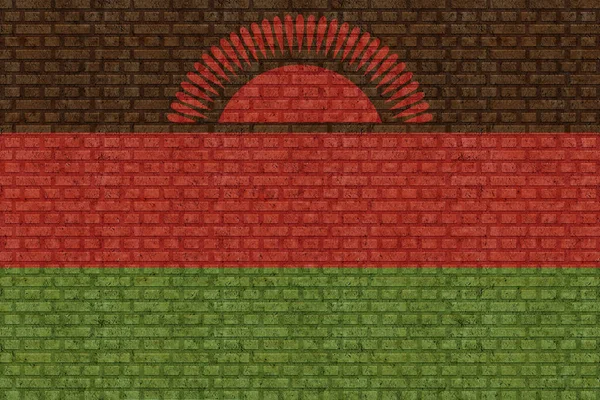 Bandeira Malawi Fundo Parede Tijolo Velho — Fotografia de Stock