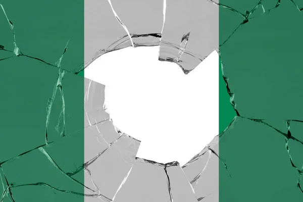 Flag Nigeria Glass Breakage — Stock Photo, Image