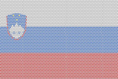 Metal duvar zemininde Slovenya 'nın 3D Bayrağı.