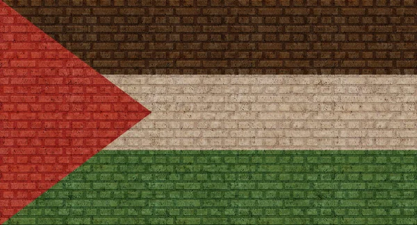 Flag Palestine Old Brick Wall Background — Stock Photo, Image