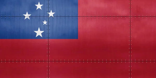 Flag Samoa Metal Wall Background — Stock Photo, Image