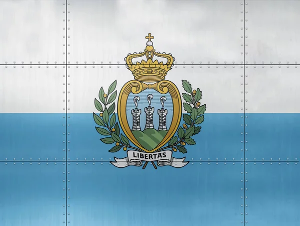 Прапор Сан Марино Металевій Стіні — стокове фото