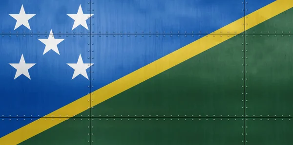 Bandiera Delle Isole Salomone Uno Sfondo Parete Metallica — Foto Stock