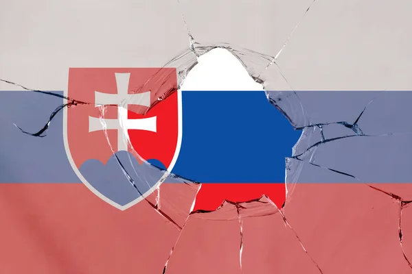 Flagga Slovakien Ett Glas Brott — Stockfoto