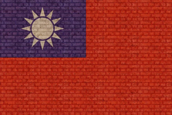 Bandera República China Sobre Fondo Pared Ladrillo Viejo — Foto de Stock