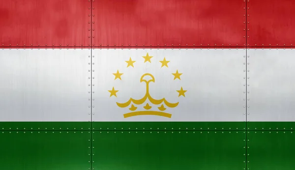 Flagga Tadzjikistan Metallvägg Bakgrund — Stockfoto