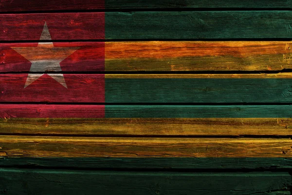 Bandiera Del Togo Vecchio Sfondo Della Parete Legno — Foto Stock