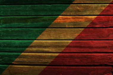 Eski ahşap bir arka planda Kongo Cumhuriyeti 'nin 3D Bayrağı.
