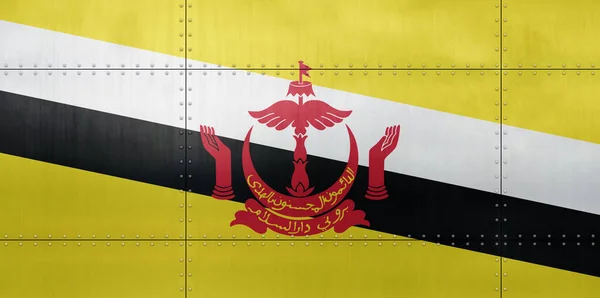 Flaga Brunei Metalowym Tle Ściany — Zdjęcie stockowe