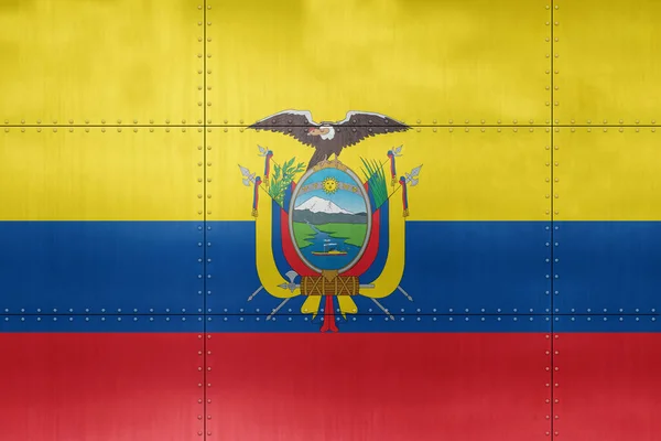 Bandera Ecuador Sobre Fondo Pared Metal —  Fotos de Stock