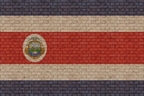 Bandeira Costa Rica Fundo Parede Tijolo Velho — Fotografia de Stock