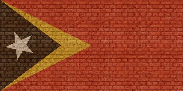 Bandera Timor Oriental Sobre Viejo Fondo Pared Ladrillo —  Fotos de Stock