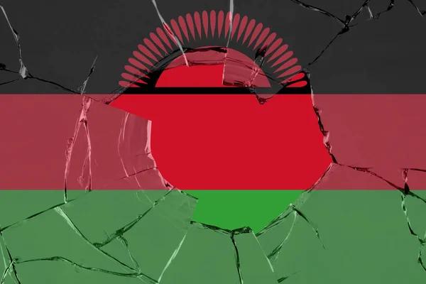 Σημαία Του Μαλάουι Θραύση Γυαλιού — Φωτογραφία Αρχείου