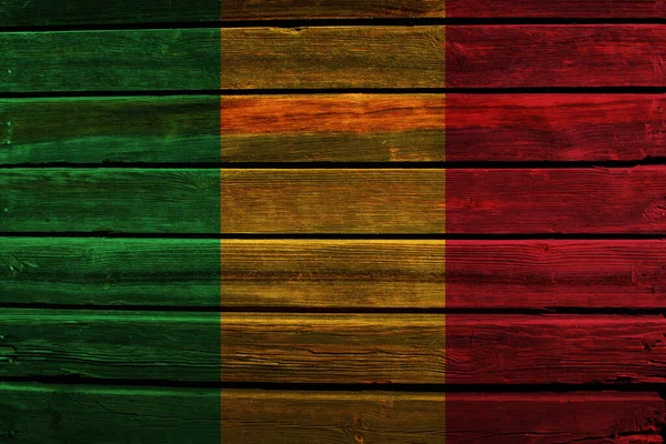 Vlajka Mali Starém Dřevěném Pozadí — Stock fotografie