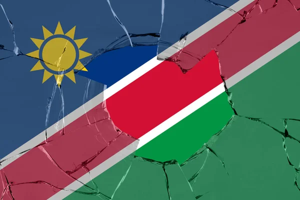 Vlag Van Namibië Een Glasbreuk — Stockfoto