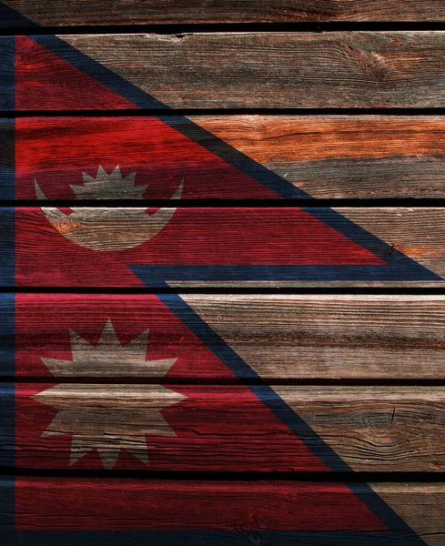 Flag Nepal Old Wood Wall Background — Stock Photo, Image