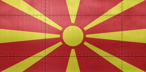 Flag North Macedonia Metal Wall Background — Stock Photo, Image