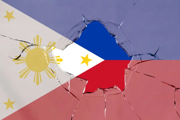 Drapeau Des Philippines Sur Une Rupture Verre — Photo