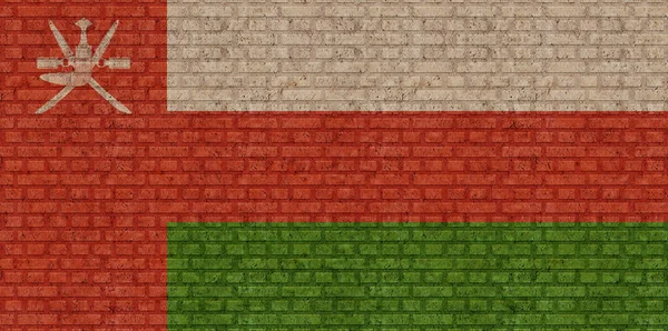 Flag Oman Old Brick Wall Background — Stock fotografie