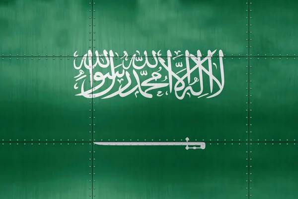 Vlajka Saúdské Arábie Pozadí Kovové Stěny — Stock fotografie