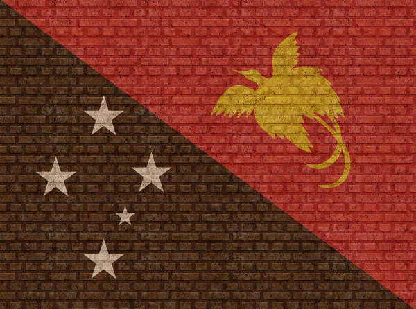 Flagge Von Papua Neuguineaa Auf Einem Alten Backsteinmauerhintergrund — Stockfoto