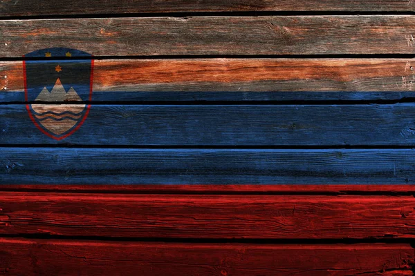Флаг Словении Фоне Старой Деревянной Стены — стоковое фото