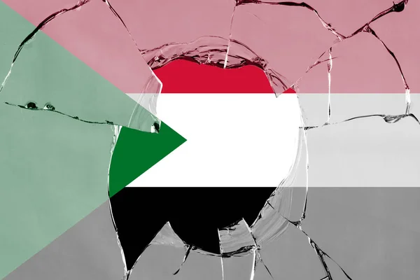 Flag Sudan Glass Breakage — Stock Photo, Image