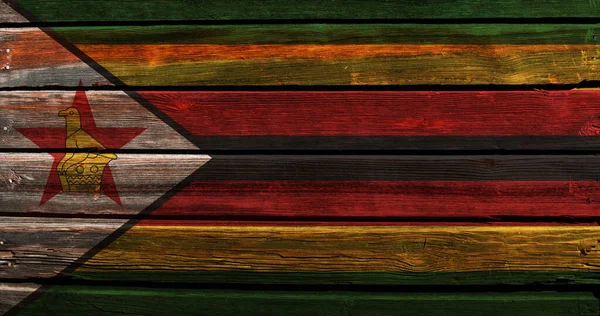 Bandiera Dello Zimbabwe Vecchio Sfondo Muro Legno — Foto Stock