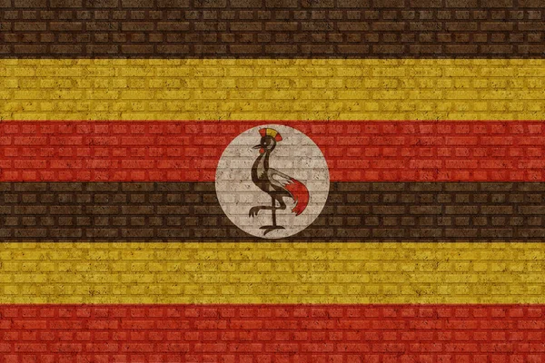 Bandeira Uganda Fundo Parede Tijolo Velho — Fotografia de Stock