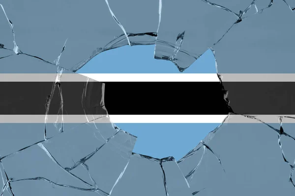 Bandeira Botsuana Uma Quebra Vidro — Fotografia de Stock