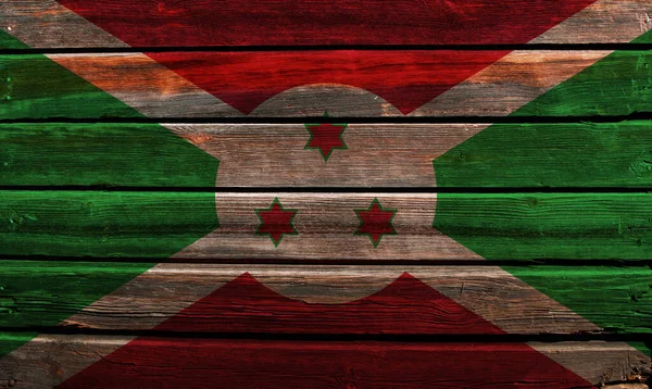 Vlag Van Burundi Een Oude Houten Muurachtergrond — Stockfoto