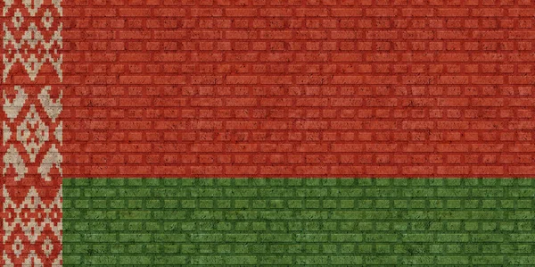 Beyaz Rusya Nın Bayrağı Eski Bir Tuğla Duvar Zemininde — Stok fotoğraf