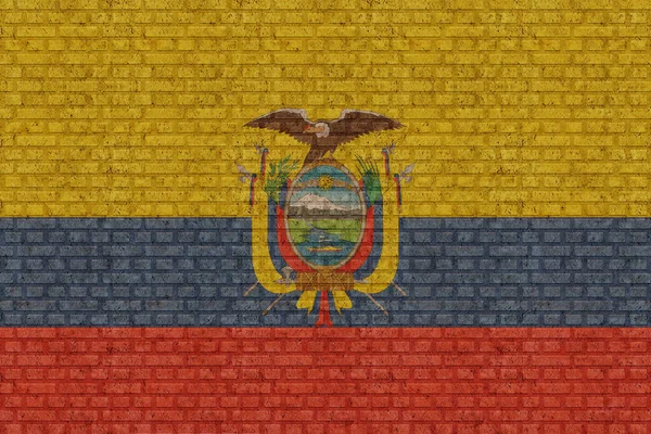 Bandeira Equador Fundo Parede Tijolo Velho — Fotografia de Stock