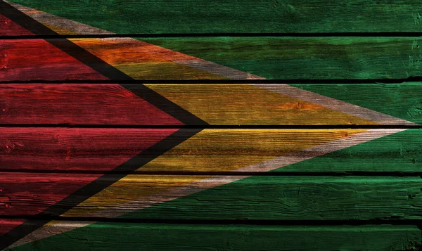 Flagge Von Guyana Auf Einem Alten Holz Wandhintergrund — Stockfoto