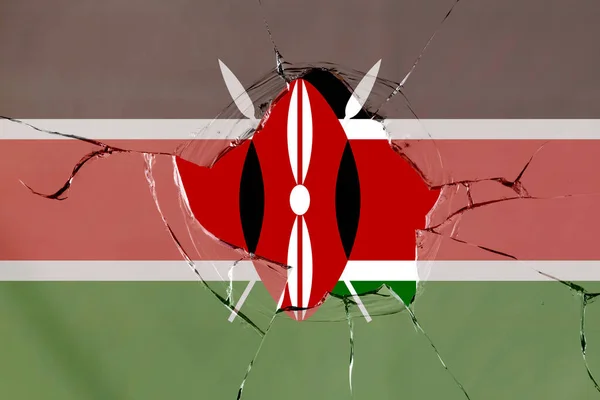 Vlag Van Kenia Een Glasbreuk — Stockfoto