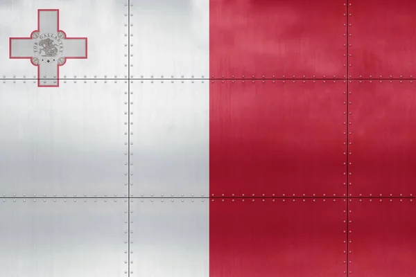 Flaga Malty Metalowym Tle Ściany — Zdjęcie stockowe