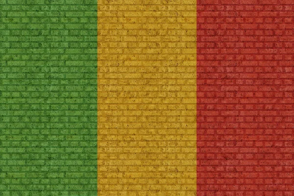 Flagga Mali Gammal Tegelvägg Bakgrund — Stockfoto