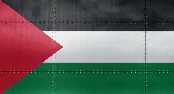 Bandera Palestina Sobre Fondo Pared Metal —  Fotos de Stock