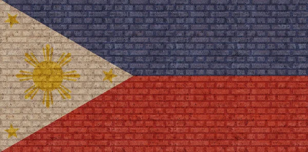 Bandera Filipinas Sobre Viejo Fondo Pared Ladrillo —  Fotos de Stock