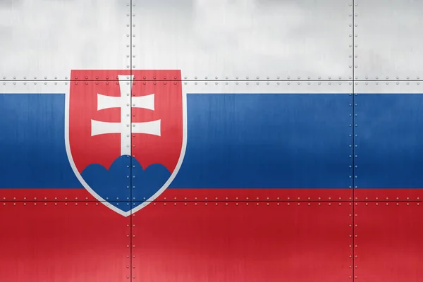 Прапор Словаччини Металевій Стіні — стокове фото