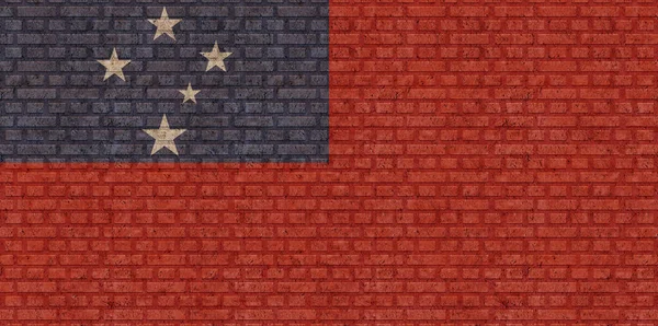 Vlajka Samoa Staré Cihlové Zdi Pozadí — Stock fotografie