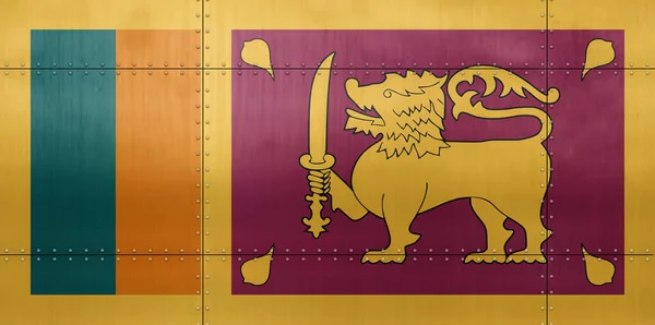 Bandera Sri Lanka Sobre Fondo Pared Metal —  Fotos de Stock