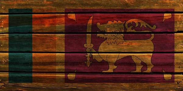 Flagge Sri Lankas Auf Einem Alten Holzwandhintergrund — Stockfoto