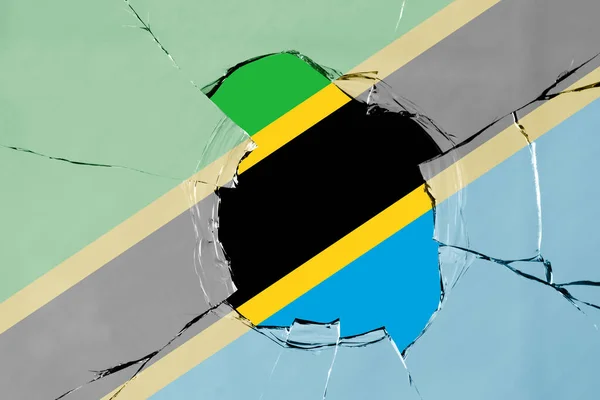 Flagga Från Tanzania Ett Glasbrott — Stockfoto