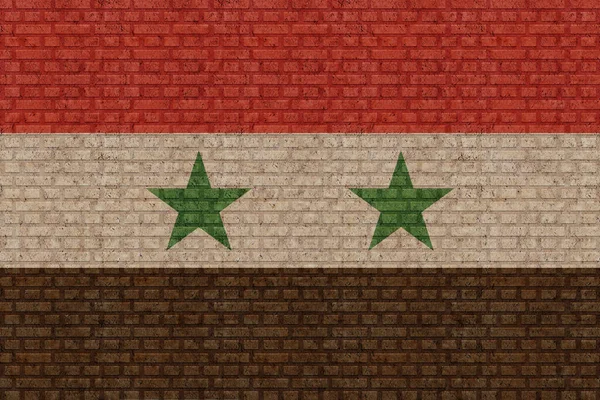 Vlag Van Syrië Een Oude Bakstenen Muur Achtergrond — Stockfoto