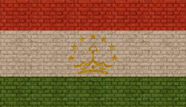 Flagge Von Tadschikistan Auf Einem Alten Backsteinmauerhintergrund — Stockfoto