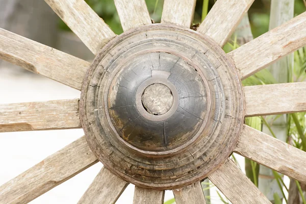 La roue en bois d'un chariot ou d'un bouclier . — Photo